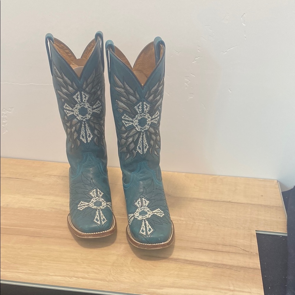 Turquoise Western Cowboy Boots with Embroidery by Roper